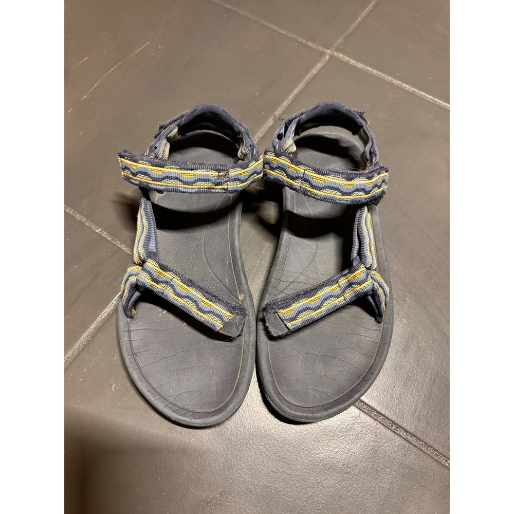 Teva Kids Hurricane XLT2 Sport Sandals Blue Yellow Wavy Straps Size 3 1019390C